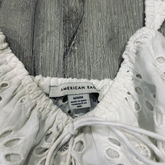 NWOT American Eagle Cutout White Eyelet Sleeveless Mini Dress Size Medium - Picture 4 of 5